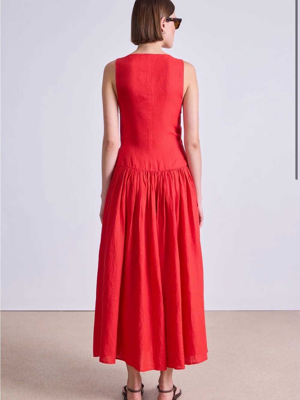Apiece Apart Red Sleeveless Maxi Wrap Dress - Picture 2 of 9